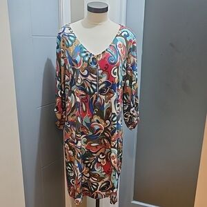 Tacera Colorful Abstract Pattern Dress